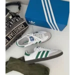 Adidas Samba White Green Shoes For Men (BOT505) - Image 2