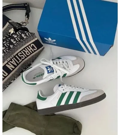 Adidas Samba White Green Shoes For Men (BOT505) - Image 2