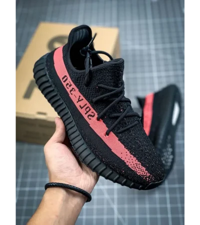Adidas Yeezy 350 Black Red Shoes For Men (BOT518) - Image 2