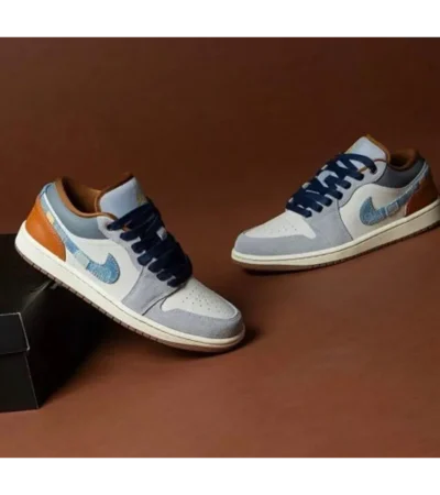 Air Jordan Retro 1 Low Repaired Denim Shoes For Men (SF62) - Image 2