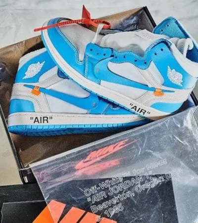 Air Jordan Retro 1 Off White University Blue Shoes For Men (SF78) - Image 2