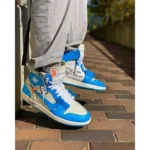 Air Jordan Retro 1 Off White University Blue Shoes For Men (SF78) - Image 3