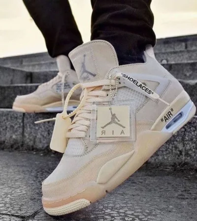 Air Jordan Retro 4 Off White Sail Shoes For Men (BOT110) - Image 2