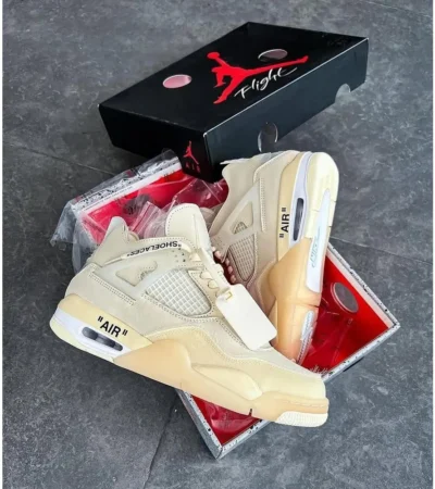 Air Jordan Retro 4 Off White Sail Shoes For Men (BOT110)