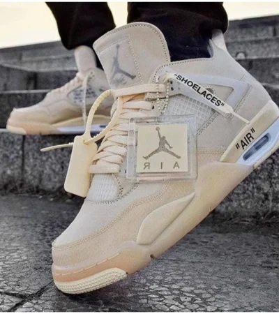 Air Jordan Retro 4 Off White Sail Shoes For Men (BSF91)