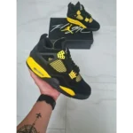 Air Jordan Retro 4 Thunder black yellow Shoes For Men (SF61) - Image 3