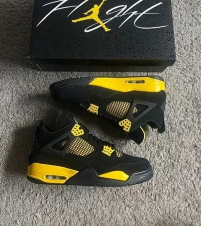 Air Jordan Retro 4 Thunder black yellow Shoes For Men (SF61)