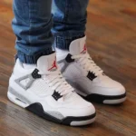 Air Jordan Retro 4 White Cement Shoes For Men (BOT528) - Image 4