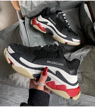 Balenciaga Triple S Black White Red Men Shoes (FT488) - Image 2