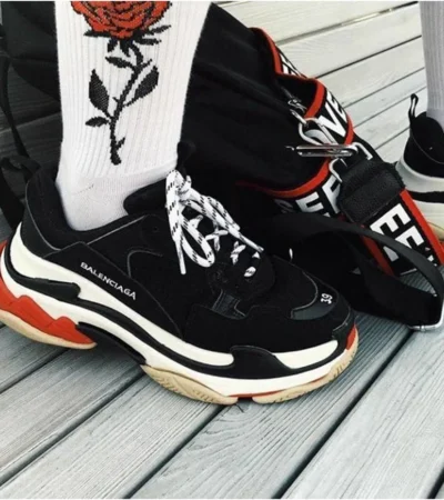 Balenciaga Triple S Black White Red Shoes For Men (SZ09) - Image 2
