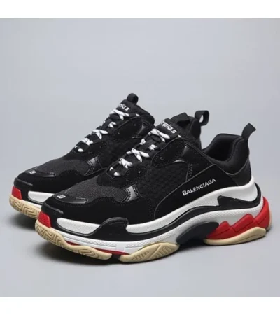 Balenciaga Triple S Black White Red Shoes For Men (SZ09)