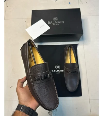 Balmain Leather Luxury Loafer Brown Shoes For Men (HS114) - Image 2