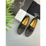 Balmain Leather Luxury Loafer Brown Shoes For Men (HS114)