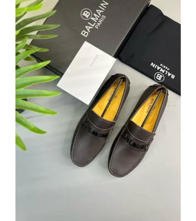 Balmain Leather Luxury Loafer Brown Shoes For Men (HS114)