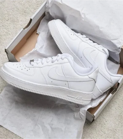 Classic Nike Air Force 1 White Pure Leather Shoes For Men (SW6215)