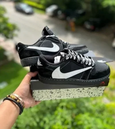 Classic Travis Scott X Jordan 1 Black White Phantom Shoes For Men (SW6211) - Image 2