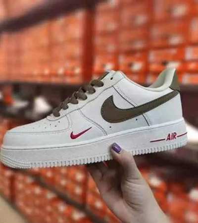 Classy Air Force 1 Mini Red Swoosh Milk Coffe Shoes For Men (SHI150)