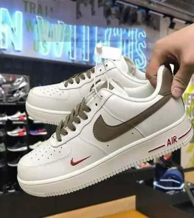 Classy Air Force 1 Mini Red Swoosh Milk Coffe Shoes For Men (SHI186)