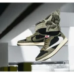 Classy Air Jordan Retro 1 Travis Scott Black Olive Shoes For Men (TS950) - Image 2