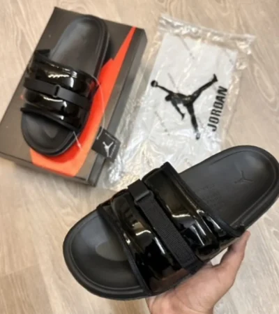 Classy Nike Air Jordan Super Play Triple Black Slides For Men (BH1022)