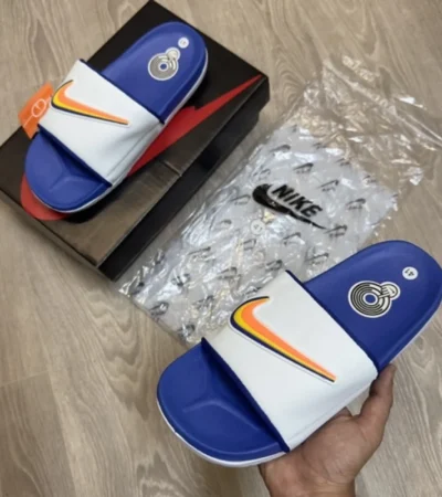 Classy Nike Air Max Cirro White Blue Slides For Men (BH1017)