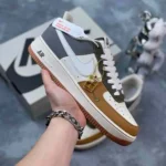 Classy Nike Airforce 1 Olive Beige Brown Shoes For Men (SHI198) - Image 2