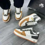 Classy Nike Airforce 1 Olive Beige Brown Shoes For Men (SHI198)