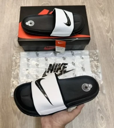 Classy Nike Offcourt White Black Flip Flopss For Men (BH987)