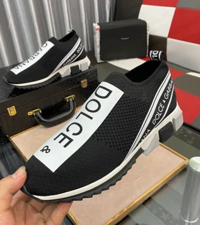 Dolce Gabbana Slip On Black White Sorrento Sneaker For Men (BSF952)