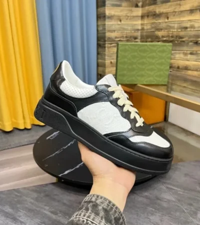 Gucci Embossed GG Logo Black White Men Shoes (FT516) - Image 2