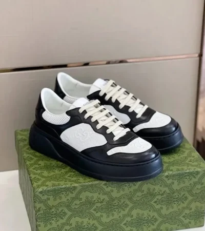Gucci Embossed GG Logo Black White Men Shoes (FT516)