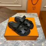Hermes Calfskin Sandals Black For Men (LAB449) - Image 2