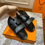 Hermes Calfskin Sandals Black For Men (LAB449) - Image 3