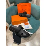 Hermes Calfskin Sandals Black For Men (LAB449) - Image 4