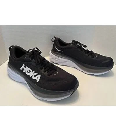 Hoka Bondi 8 White Black Mesh Shoes For Men (BOT146) - Image 2