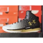 Imported Under Armour Stephen Curry 1 Black White Gold Shoes For Men (SW5925) - Image 2