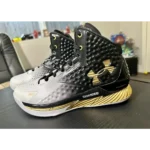 Imported Under Armour Stephen Curry 1 Black White Gold Shoes For Men (SW5925) - Image 3