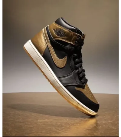 Nike Air Jordan 1 High Black And Gold Shoes For Men (HS213)