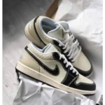 Nike Air Jordan 1 Low Coconut Milk Black Muslin Shoes For Men (LAB495)