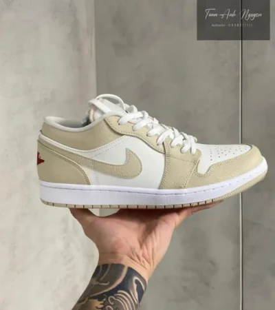 Nike Air Jordan 1 Low SE Sail Rattan University Red Shoes For Men (BOT87) - Image 2