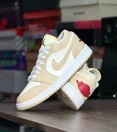 Nike Air Jordan 1 Low SE Sail Rattan University Red Shoes For Men (BOT87)