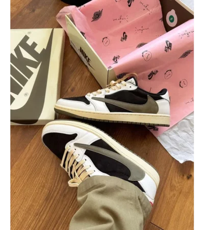 Nike Air Jordan 1 Low X Travis Scott Olive Green Shoes For Men (BOT508) - Image 2