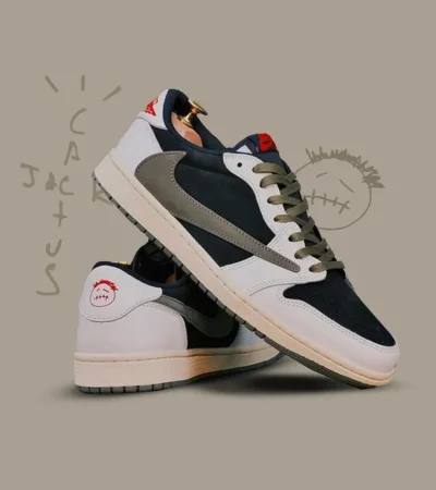 Nike Air Jordan 1 Low X Travis Scott Olive Shoes For Men (BOT112)