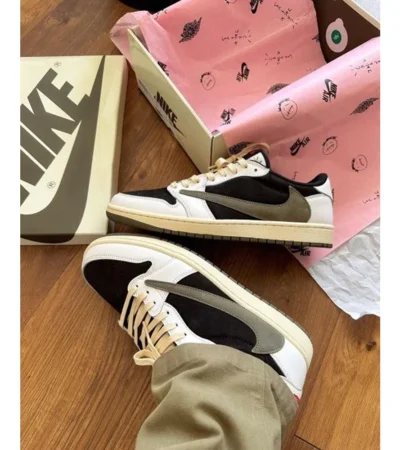 Nike Air Jordan 1 Low X Travis Scott Olive Shoes For Men (BSF352)