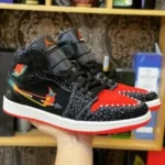Nike Air Jordan 1 Mid Se Siempre Familia Black Red Men Shoes (FT546)