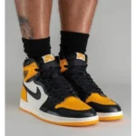 Nike Air Jordan Retro 1 High Taxi Yellow Shoes For Men (SF63)