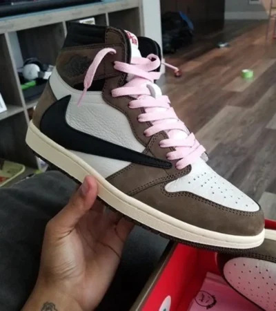 Nike Air Jordan Retro 1 High x Travis Scott Brown Shoes For Men (SF31) - Image 2