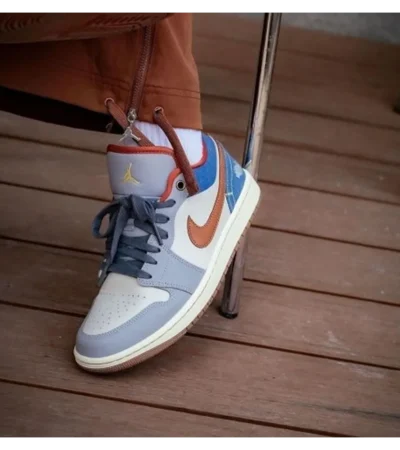 Nike Air Jordan Retro 1 Low Phantom Denim Swoosh Shoes For Men (HS101) - Image 2