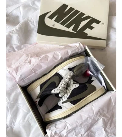 Nike Air Jordan Retro 1 Low Travis Scott X Olive Shoes For Men (HS92)