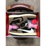Nike Air Jordan Retro 1 Low X Travis Scott Mocha Semi UA Shoes For Men (HS42) - Image 2